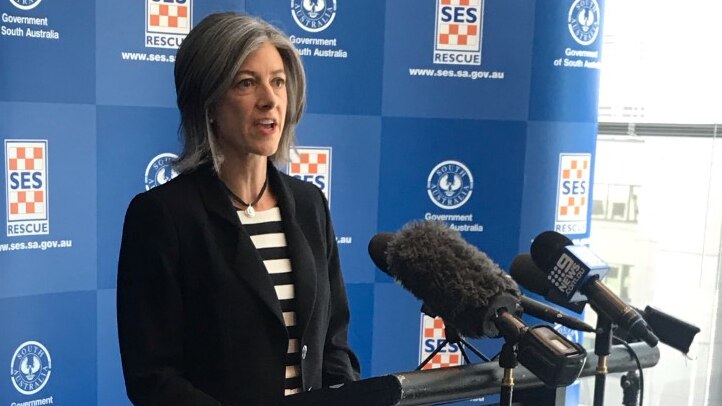 SA Health's Nicola Spurrier speaking to media at a press conference.