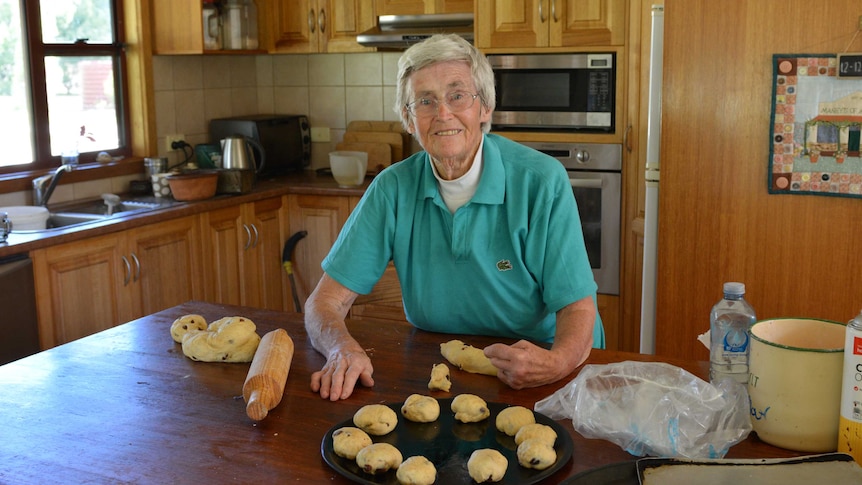 81 year-old woman Vida Maney is in her kitchen preparing food for the Mundulla Show