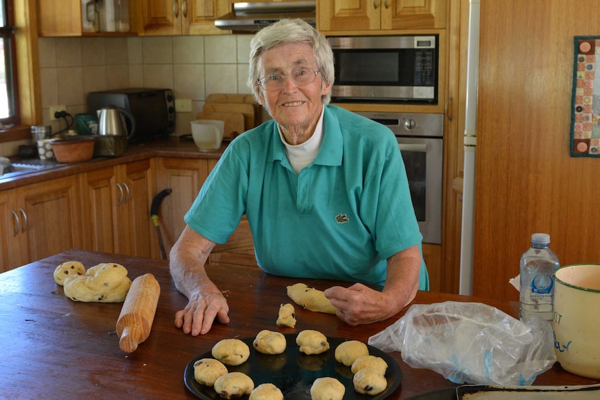 81 year-old woman Vida Maney is in her kitchen preparing food for the Mundulla Show