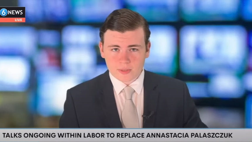 Leo Puglisi fronting a 6 News bulletin.