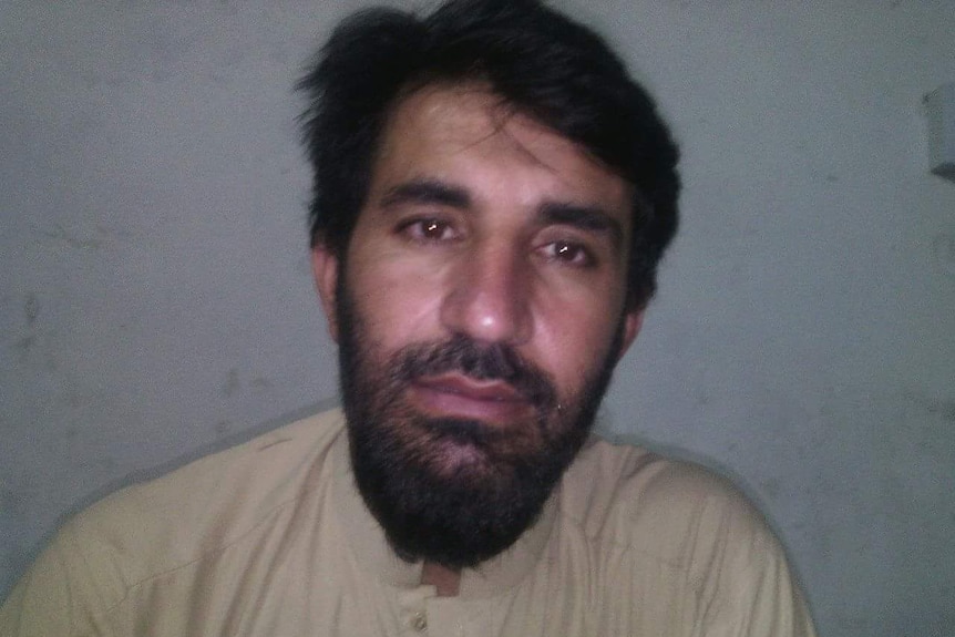Ibrahim Khan, a man from the Khyber Agency, looks at the camera.