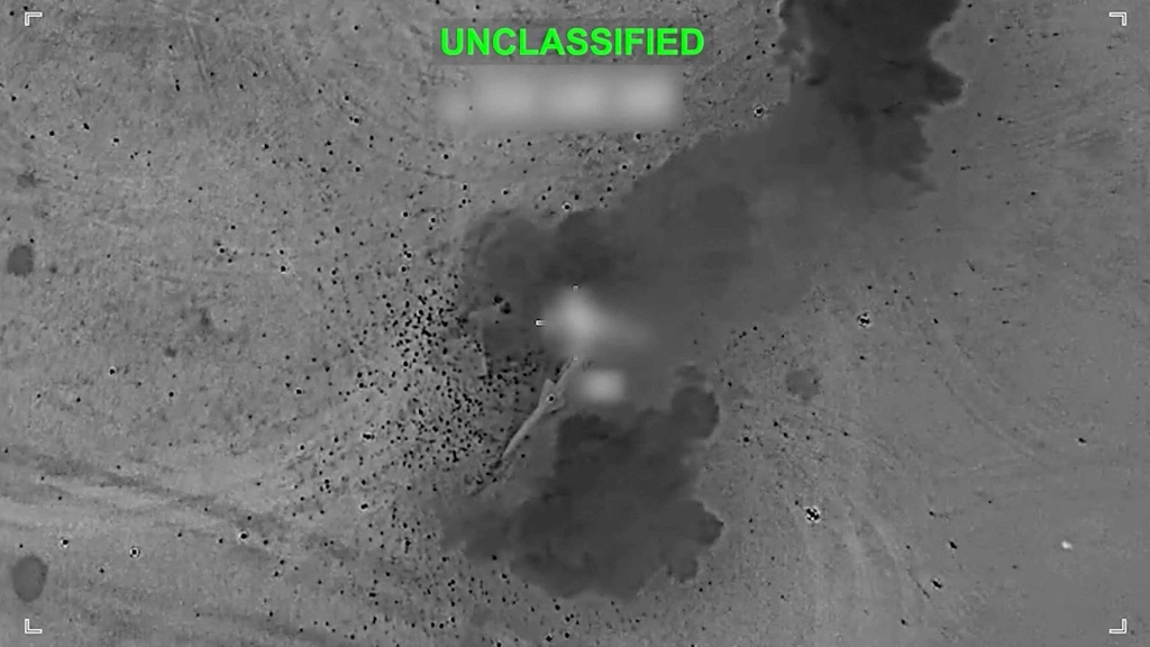 A screen grab from a US strike on Iran.