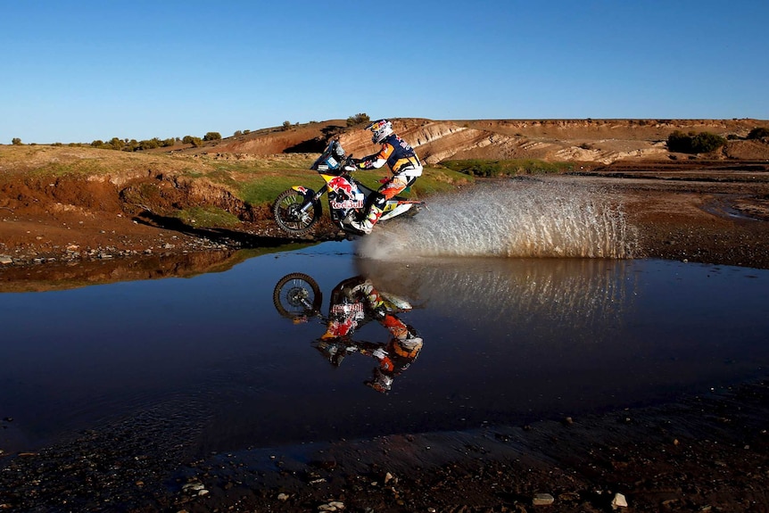 Toby Price rides during the Dakar Rally