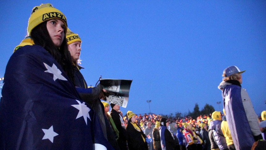 Australians pause and reflect during the Gallipoli dawn service