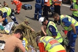Paramedics treat Defence cadets at scene of bus crash