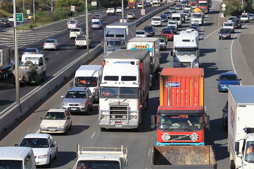 Traffic on the Monash Freeway in Melbourne.