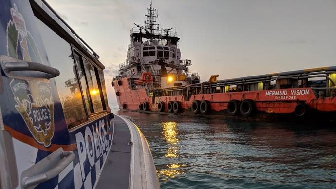 A photo of a police boat off Darwin.