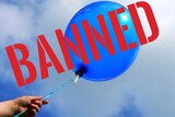 A balloon with the word 'BANNED' written over it