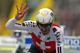Four for Fabian ... Cancellara crosses the finish line in Geelong.
