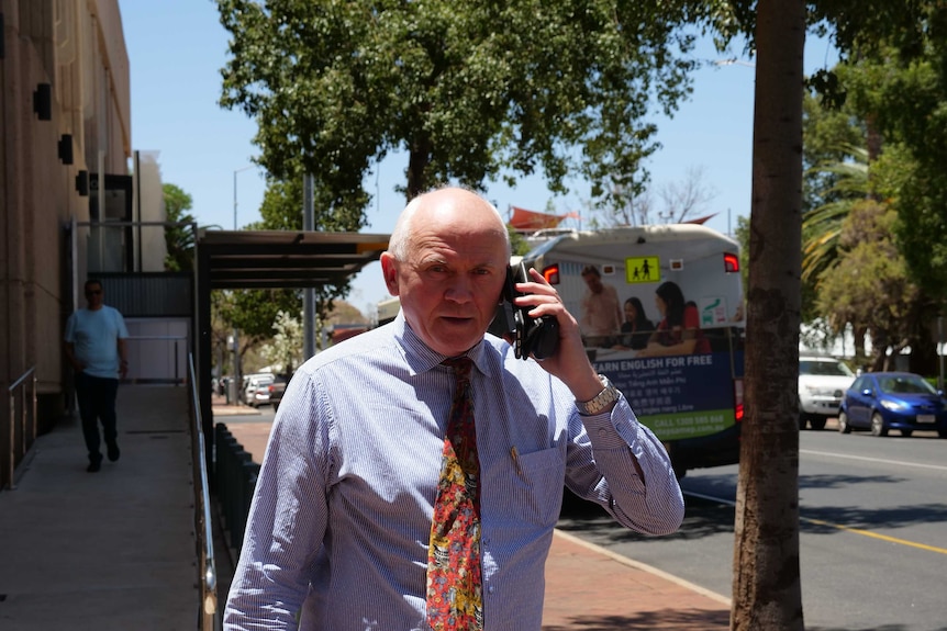 Defence lawyer John McBride outside Alice Springs Local Court.