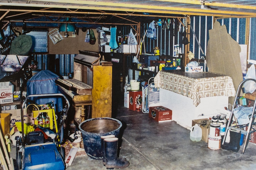 The interior of a shed or garage belonging to Domenic Perre.
