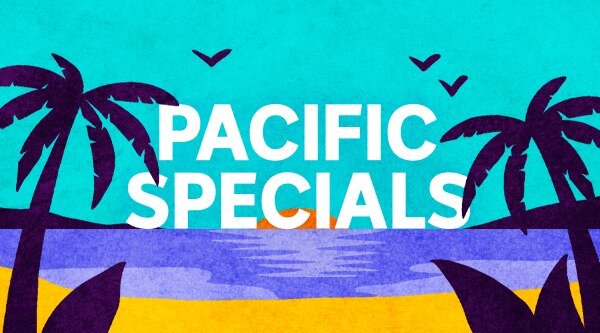 Two hands hold a circle containing a turtle, an island, a fish and a boat.