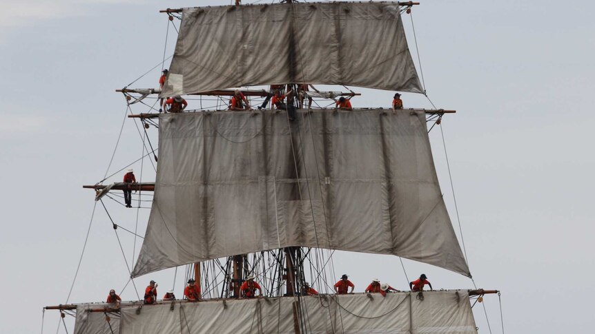 The crew of the James Craig in the Parade of Sail