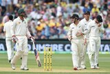Nathan Lyon and BJ Watling on day two at Adelaide Oval