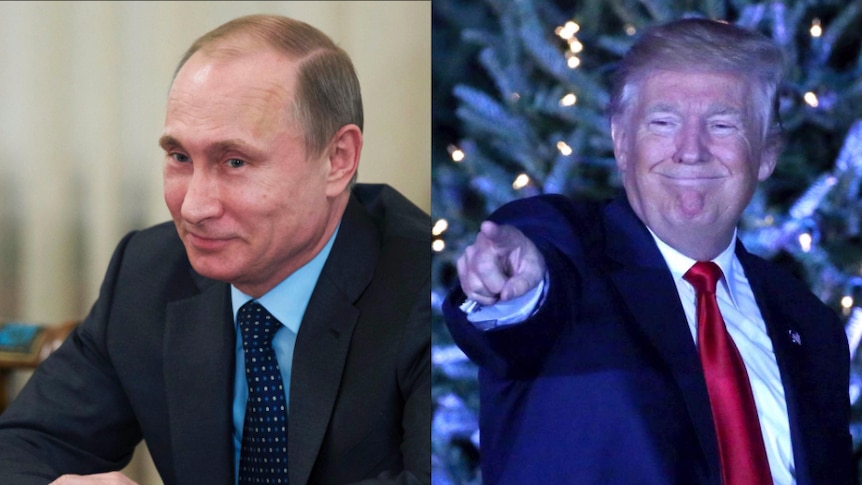 Composite image of Russian President Vladimir Putin and US President Donald Trump.