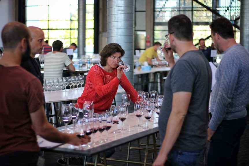 Judges sample wines at the Royal Melbourne Wine Awards.