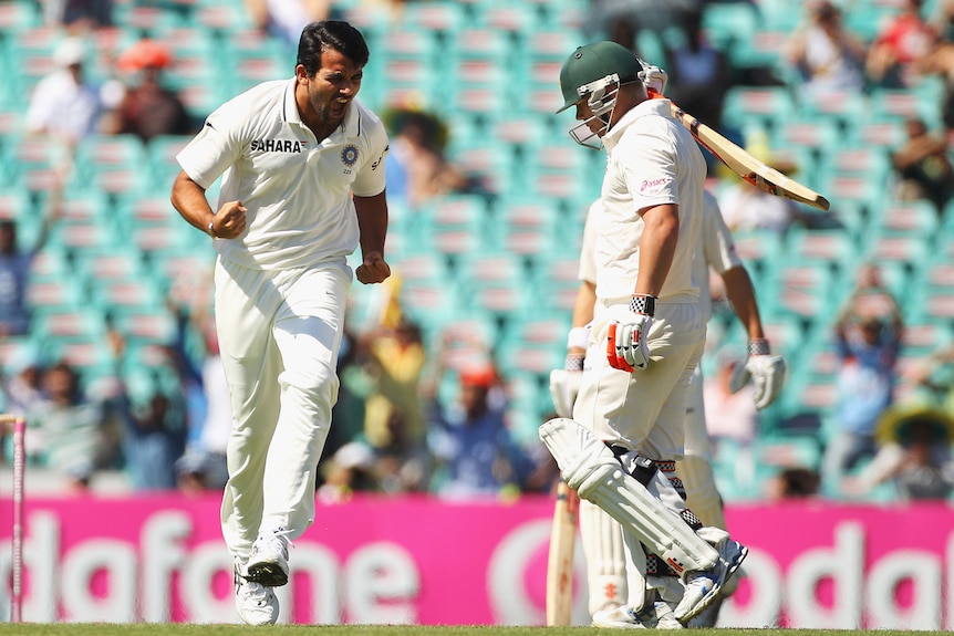 Zaheer Khan stokes the Indian fire with the wicket of Warner in his first over.
