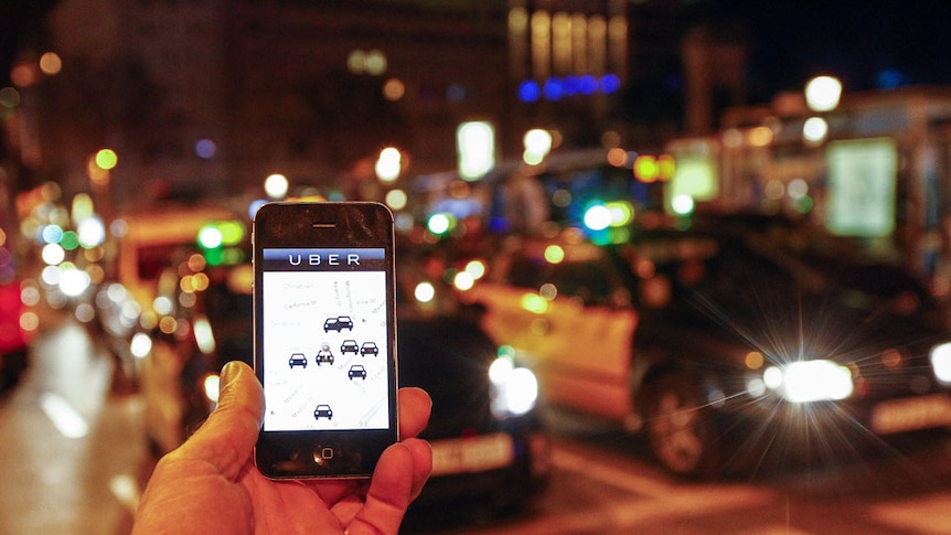 A smartphone showing the Uber ridesharing app