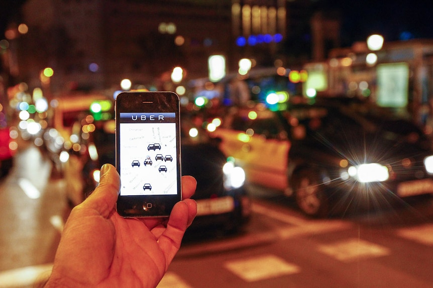 A smartphone showing the Uber ridesharing app