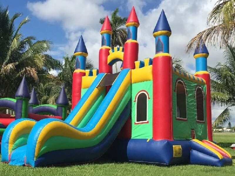 Jumping castle set up in an outdoor location.