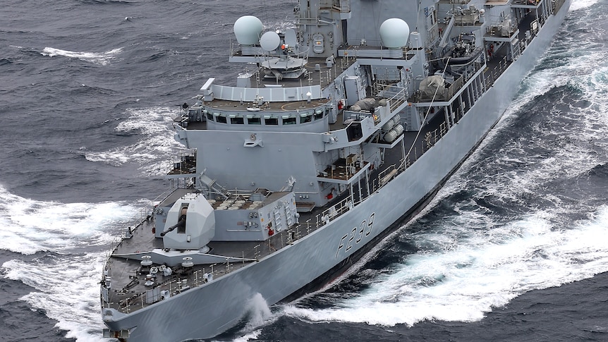 An aerial view of the HMS Richmond at sea, in this file photo.