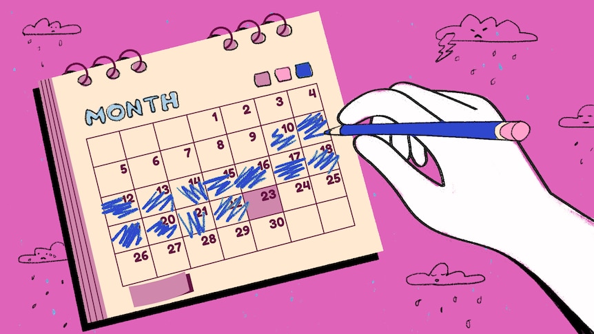 A colourful graphic image of a calendar with a hand holding a pencil 