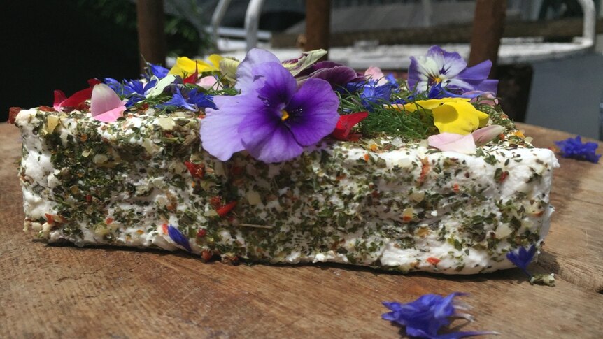 cheese with flowers on top