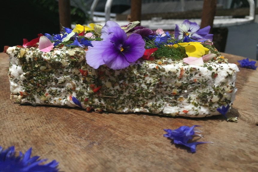 cheese with flowers on top