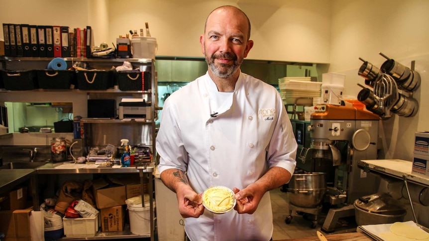 Mark Stone holds a pie, his entry into the Southern Highlands Pie Time competition.