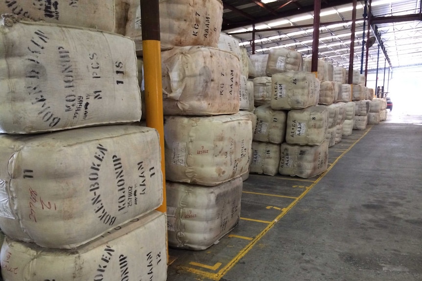 Generic image of wool bales ready for sale.