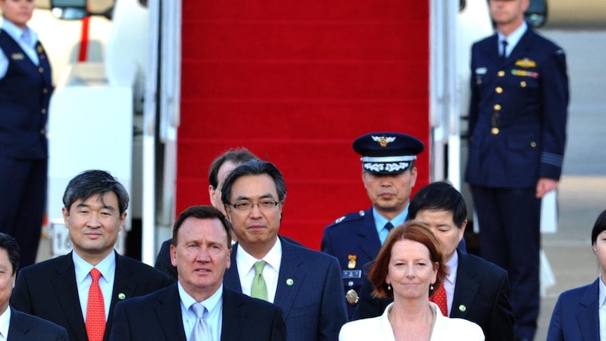 Julia Gillard touches down in South Korea
