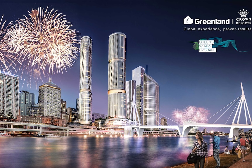 Concept art for Greenland Group and Crown Resorts' vision for the Queen's Wharf precinct