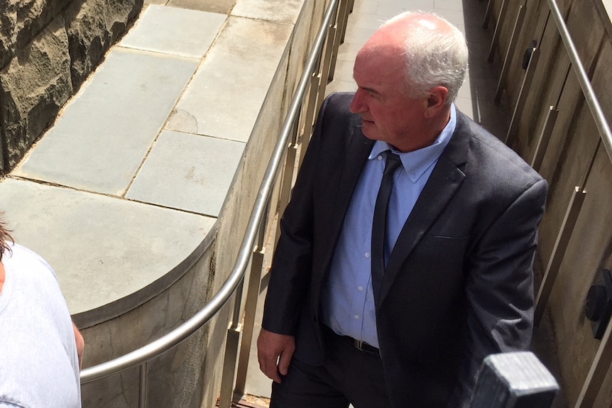 Harness racing trainer Larry Eastman leaves the Bendigo Magistrates' Court in January 2018.