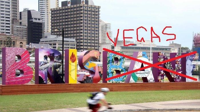 Brisbane Sign Edited poorly in microsoft paint to say Brisvegas