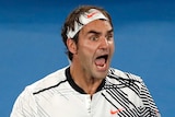 Federer celebrates win over Nishikori