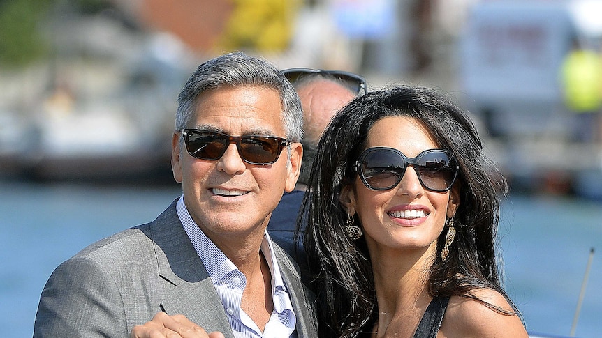 George Clooney and Amal Alamuddin arrive for their wedding