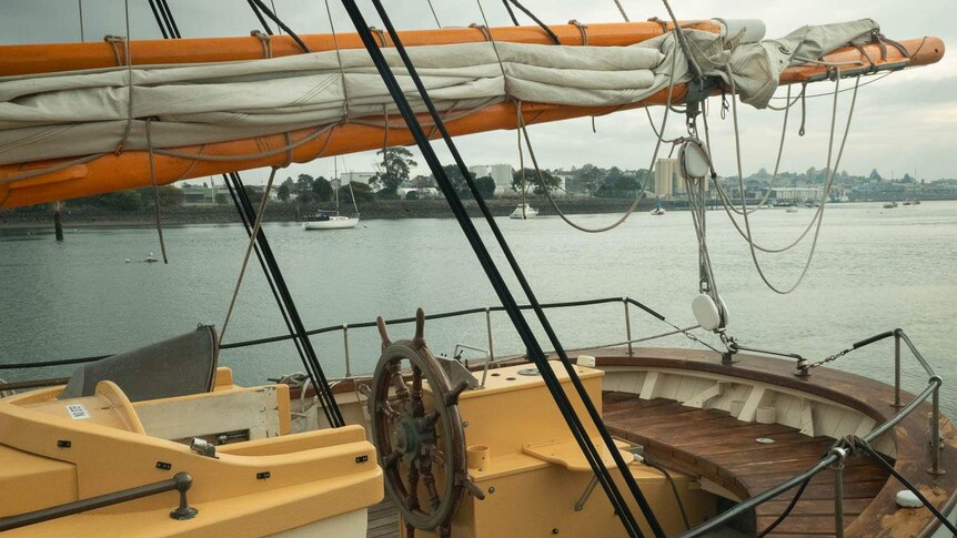 Wooden ship, Julie Burgess, tied up in Devonport