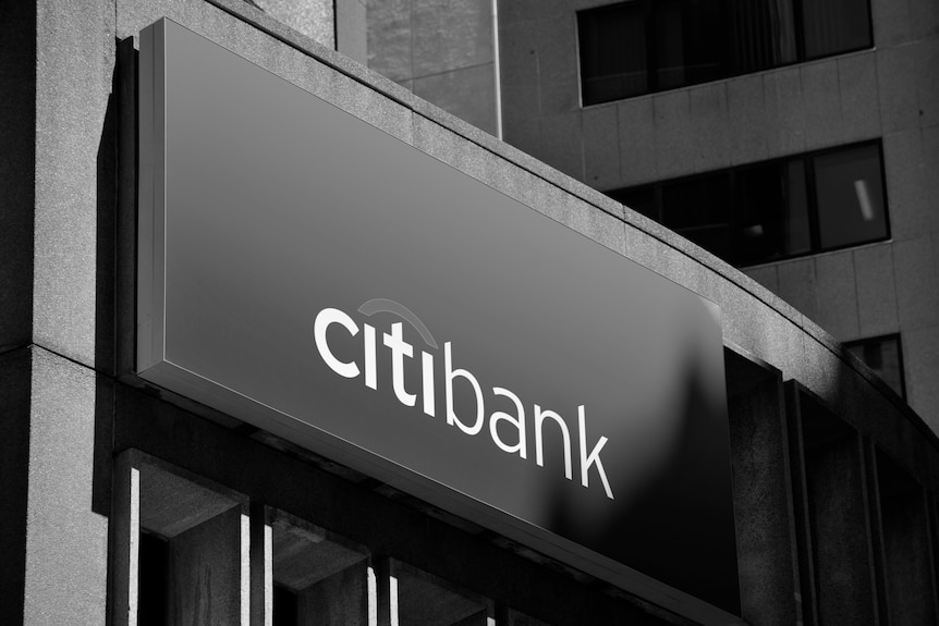 The Citibank logo in black and white