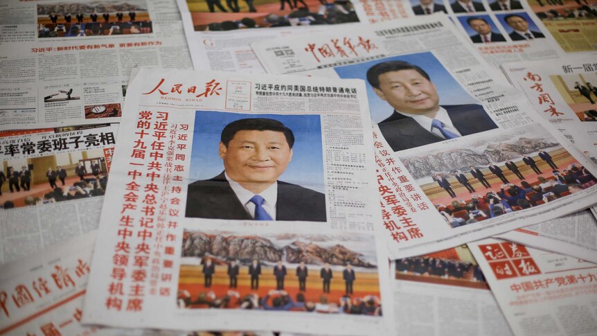 The front page of the Communist Party's flagship newspaper the People's Daily features a picture of Xi Jinping.