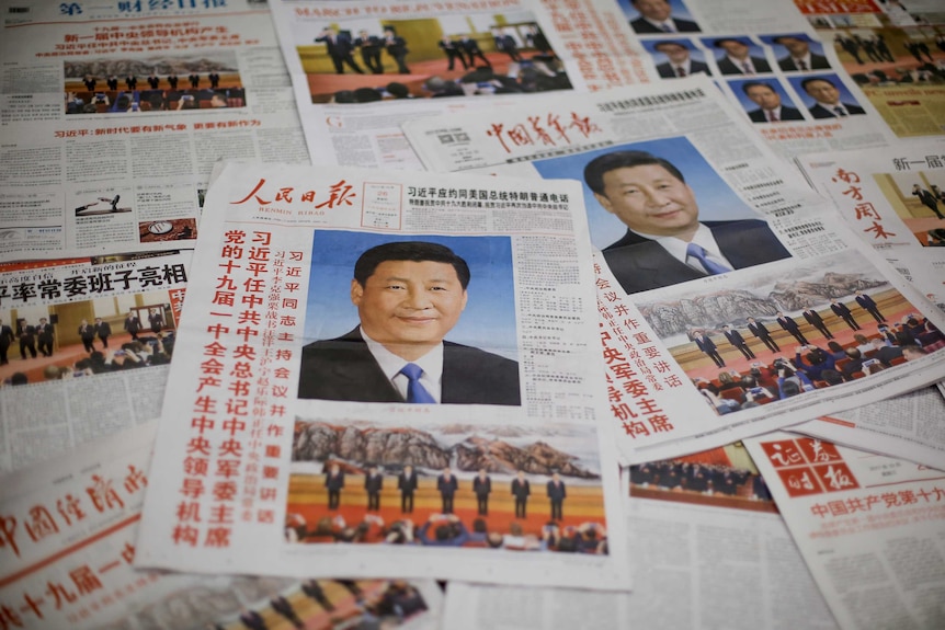 The front page of the Communist Party's flagship newspaper the People's Daily features a picture of Xi Jinping.