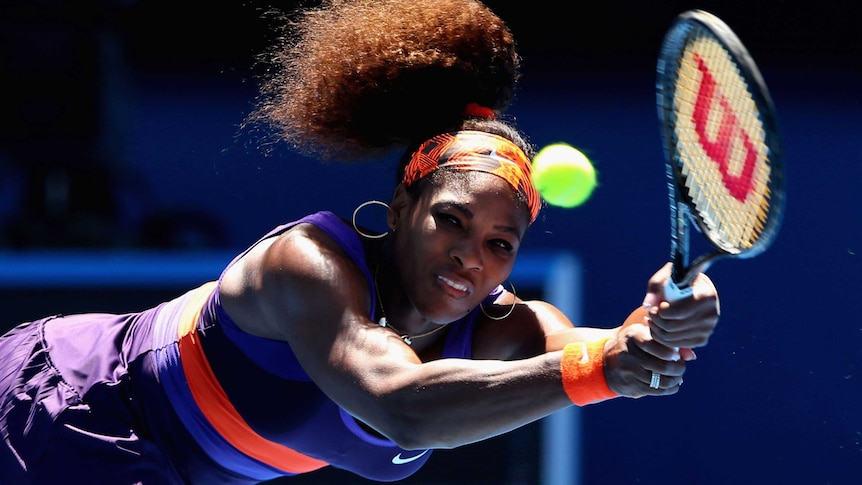 American Serena Williams plays a backhand in her third-round win over Ayumi Morita of Japan.