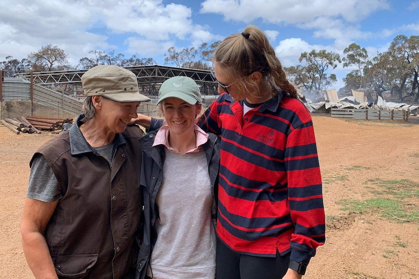 Three women at a farm