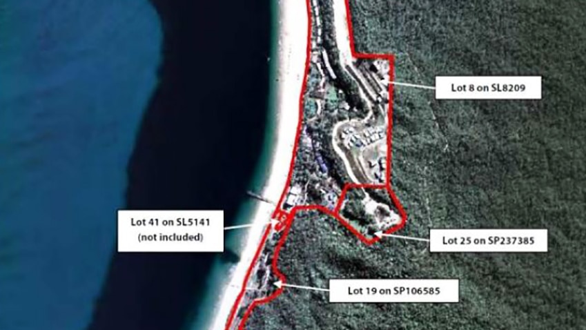 Aerial view of leasehold lots on Moreton Island