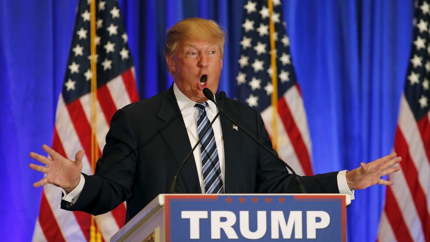 US Republican presidential candidate Donald Trump speaks at a press event in Florida