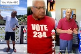 A composite image of three Fijian politicians doing various skits on social media platform TikTok