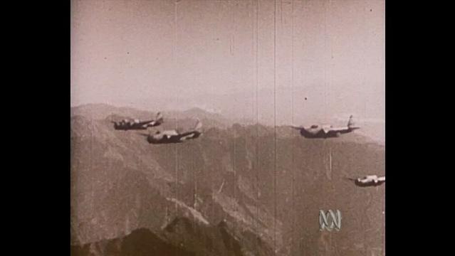 Four bomber aircraft in sky