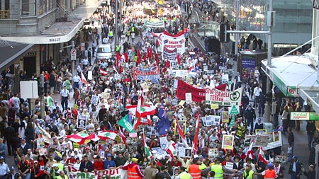 Thousands have marched against the war through Sydney city streets.