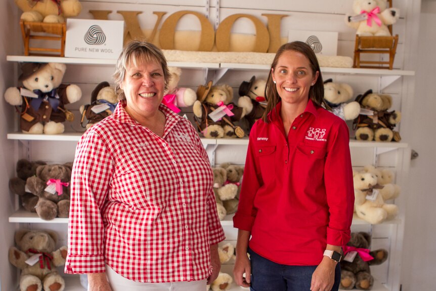 Alison Shaw and Tammy Johnson in the Tambo Teddies shop in Tambo.
