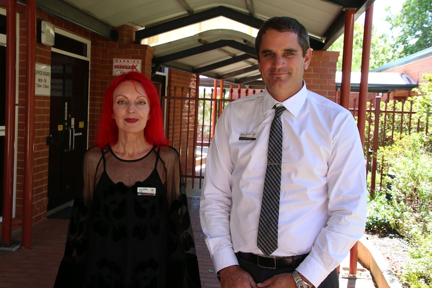 Mid shot of Armadale Senior High School principal Mary Griffiths and deputy principal Marcus Gianatti.