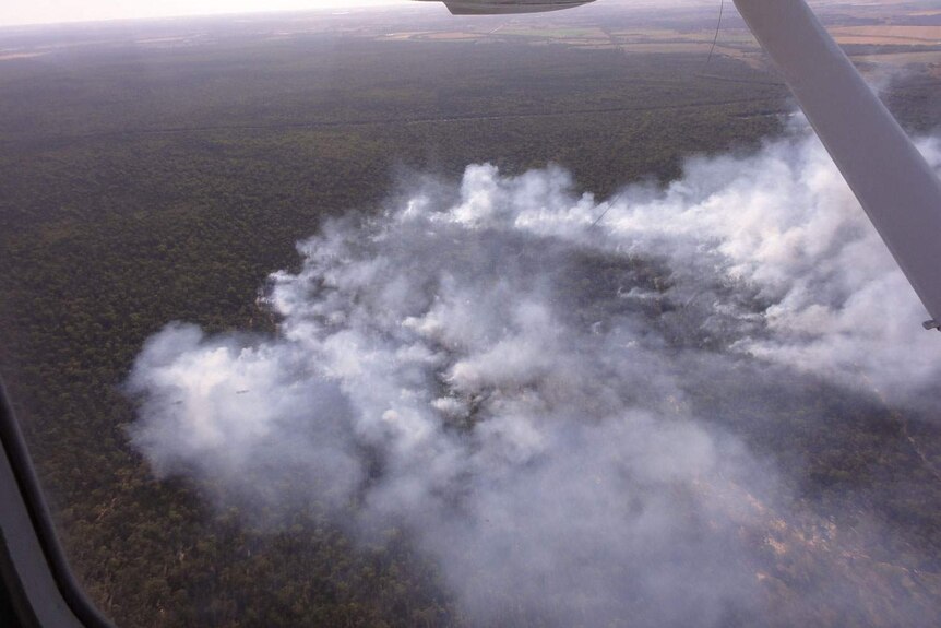 Aerial photo of bushfire in Halliford area near Dalby on Qld's Western Downs on December 6, 2012